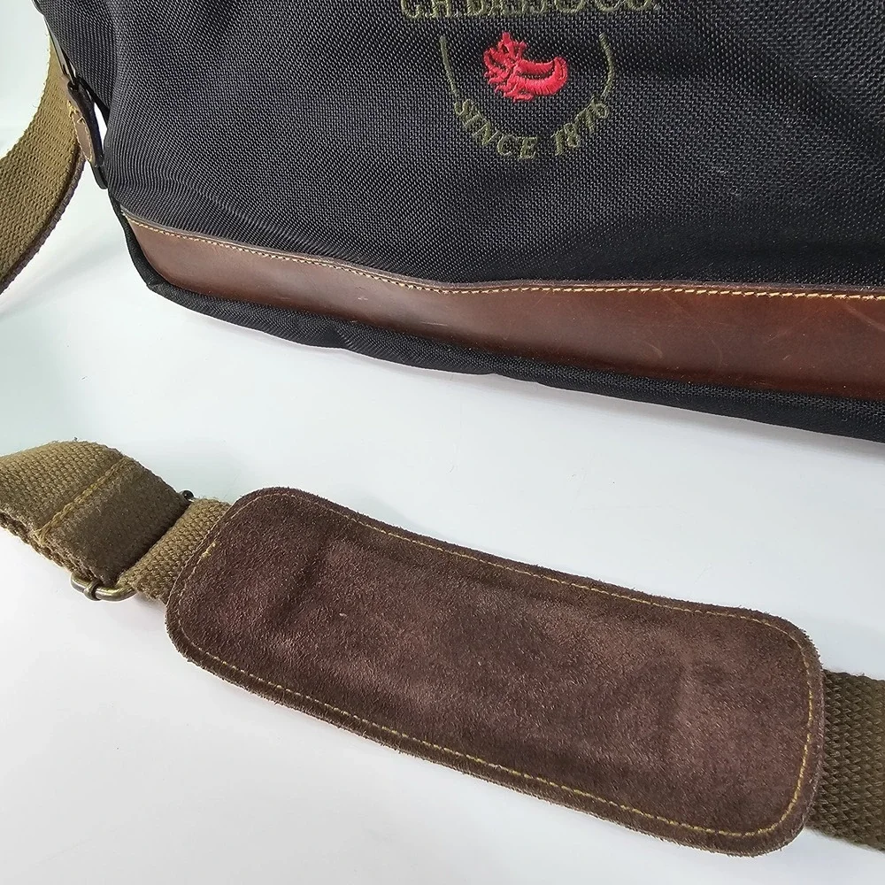 Vtg GH Bass Messenger Briefcase Shoulder Laptop Padded Leather Nylon Zip Case